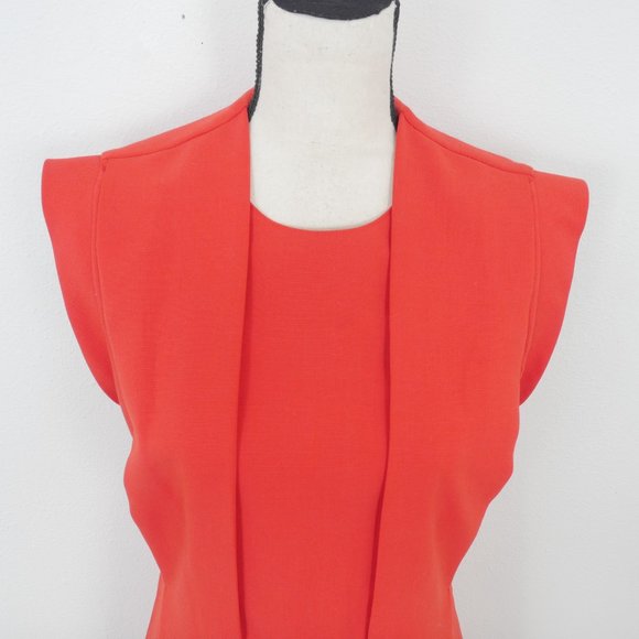 No 21 Red Short Sleeve Pin Tucked Pleated Front Vintage Mid Length Dress - Picture 7 of 13